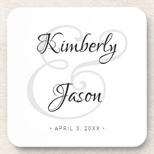 DIY Zijne & haar Script Names, Black & Grey Wedden Bier Onderzetter