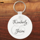 DIY Zijne & haar scriptnamen, zwart & grijs zilver Sleutelhanger (Voorkant)