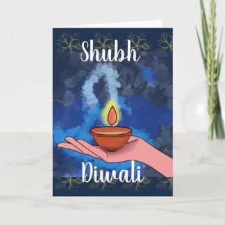 Diya in hand Diwali Greetings Folded Holiday Card Feestdagen Kaart