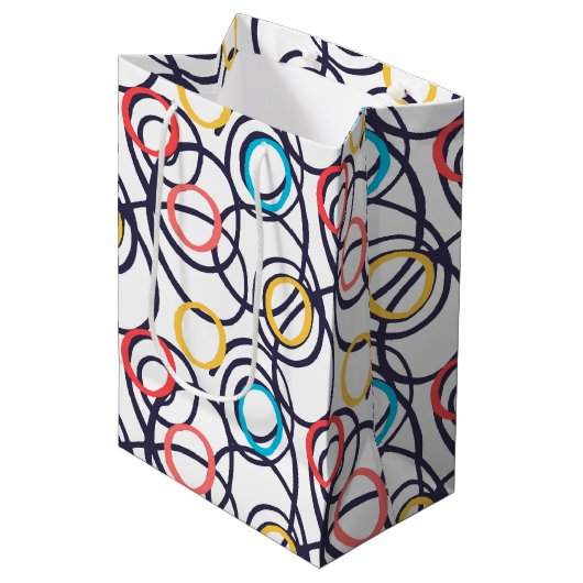 Dizzy Doodle Circles op wit Medium Cadeauzakje (Voorkant Gekanteld)