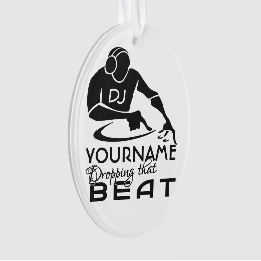 DJ aangepaste kleur- en monogram-versiering Ornament (voorkant)