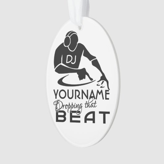 DJ aangepaste kleur- en monogram-versiering Ornament (voorkant)