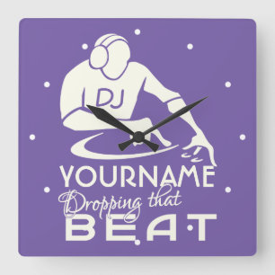 DJ aangepaste kleuren en monogram wandklok Vierkante Klok
