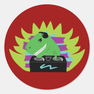 Dj-asaurus Rex Ronde Sticker