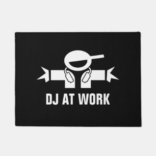DJ AT WORK grappig dejay doormat voor diskjockey Deurmat