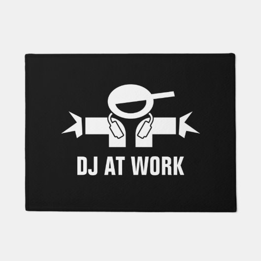 DJ AT WORK grappig dejay doormat voor diskjockey Deurmat (Voorkant)
