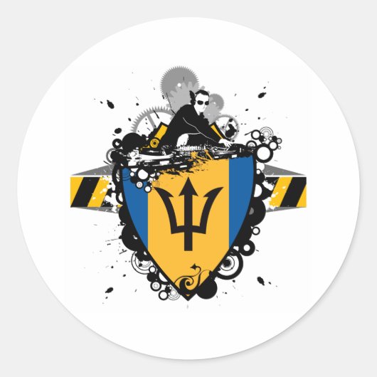 DJ Barbados Ronde Sticker (Voorkant)