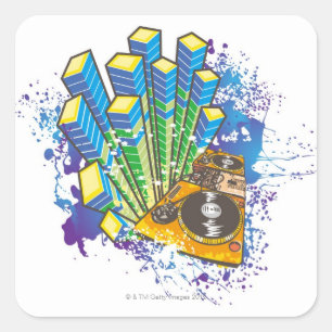 DJ-bedieningspaneel Vierkante Sticker