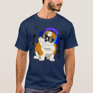 DJ Bulldog Dog Music Lover met Hoofdtelefoon Gift T-shirt