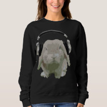 DJ Bunny Rabbit met headphones Fun Music Lover