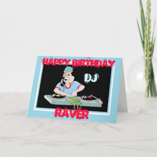 DJ Caricature joyeuse carte de ravin d'anniversair