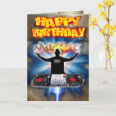 DJ carte d'anniversaire (Fleur jaune)