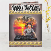 DJ carte d'anniversaire (Fleur jaune)