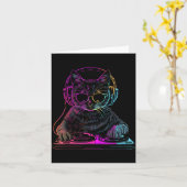Dj Cat Edm Techno House Muziek Grappige Kattenlief Kaart (Gele Bloem)