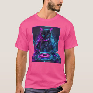 DJ Cat Funny House Meow Music Party EDM Techno T-shirt