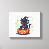 DJ Cat Halloween Oversized T-Shirt Canvas Afdruk (Voorkant)