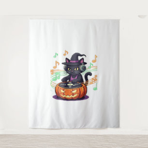 DJ Cat Halloween Oversized T-Shirt Wandkleed