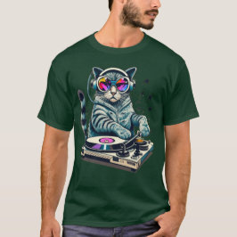 DJ Cat Mixing Platenspeler T-shirt