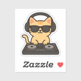 DJ Cat Mixing Tracks Sticker