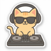 DJ Cat Mixing Tracks Sticker (Voorkant)