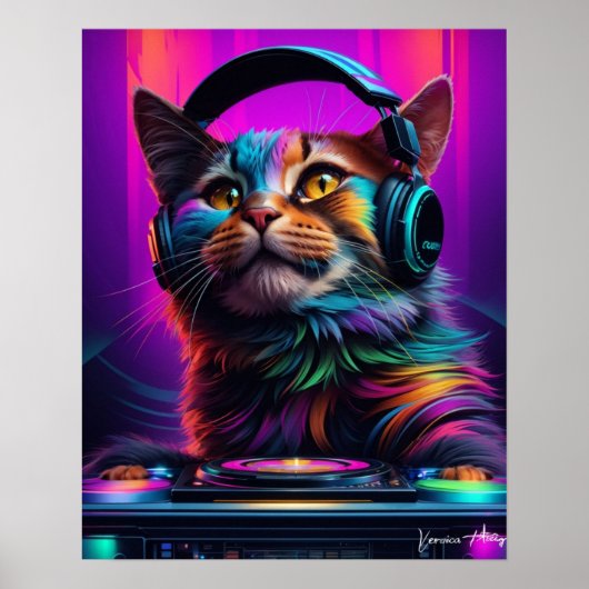 Dj cat poster (Voorkant)