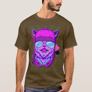 DJ Cat Schattigee Muziek Cat Vaporwave Retro 1980s T-shirt