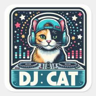DJ Cat Vierkante Sticker