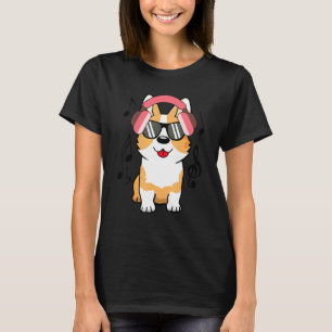 Dj Corgi Hond Muziek Met Hoofdtelefoon T-shirt
