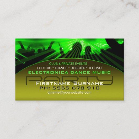 DJ Dance Nightclub Lasers Lights Carte de visite (Devant)