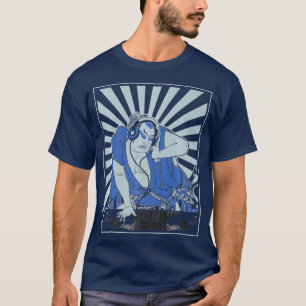 DJ deejay en hoofdtelefoon Samurai spelen muziek T-shirt