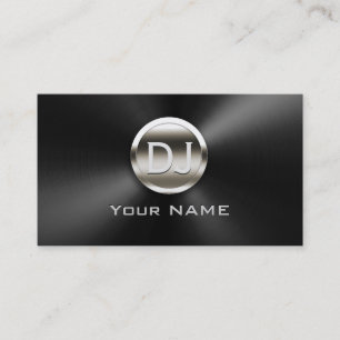 DJ Deejay Monogram Trendy Black Metal Visitekaartje