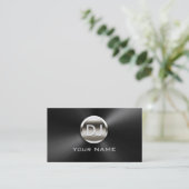 DJ Deejay Monogram Trendy Black Metal Visitekaartje (Staand voorkant)