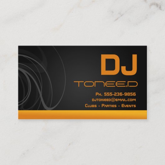 DJ Disk Jockey Visitekaartjes Oranje (Voorkant)