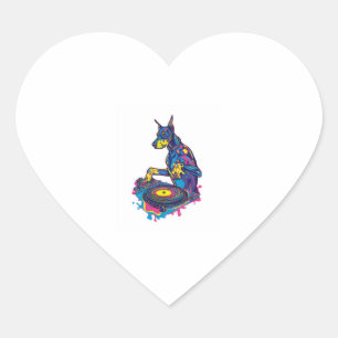 DJ Doberman - Club Vibe Party Dog Hart Sticker