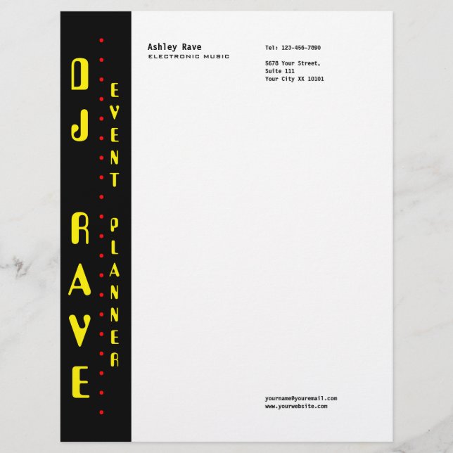 DJ Event Planner Letterhead Briefhoofd (Voorkant)