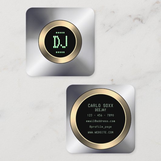 DJ faux display metallic Vierkante Visitekaartje (Voorkant / Achterkant)