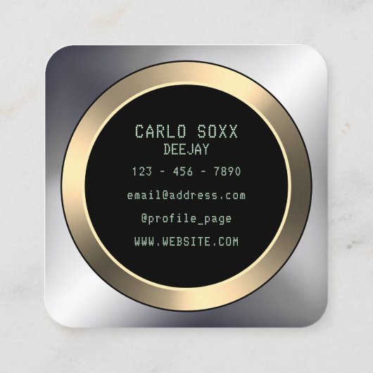 DJ faux display metallic Vierkante Visitekaartje (Achterkant)