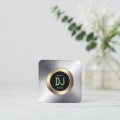 DJ faux display metallic Vierkante Visitekaartje (Staand voorkant)