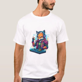 DJ Fox Cartoon Cool White Tshirt For Men | Adults