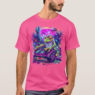 DJ Frog Dance Music EDM DJ Toad Kleurrijke draaita T-shirt