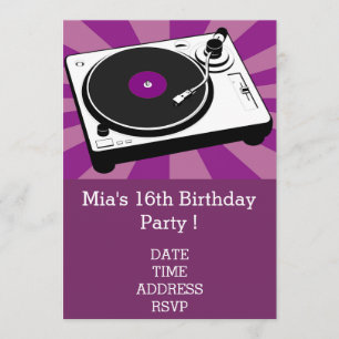 DJ funky coole retro tienerfeestje voor meisjes Kaart