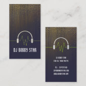 DJ Gold glitter-pictogram voor muziekhoofdtelefoon Visitekaartje (Voorkant / Achterkant)