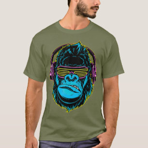 DJ Gorilla Zonnebril Hoofdtelefoon Muziek T-shirt