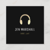 DJ gouden hoofdtelefoon Vierkante Visitekaartje (Voorkant)