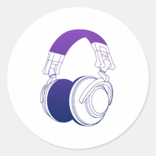 DJ Headphones 2 - Muziek Disc Jockey DJing Loud Ronde Sticker