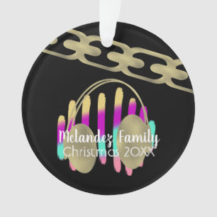 DJ Hip Hop Retro Headphones Neon Folie Chain Ornament