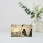 DJ hoofdtelefoon op faux glitter Visitekaartje (Staand voorkant)