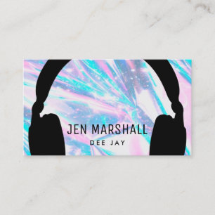 DJ-hoofdtelefoon op faux holographic Visitekaartje