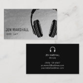 DJ hoofdtelefoon op faux silver Visitekaartje (Voorkant / Achterkant)