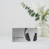 DJ hoofdtelefoon op faux silver Visitekaartje (Staand voorkant)